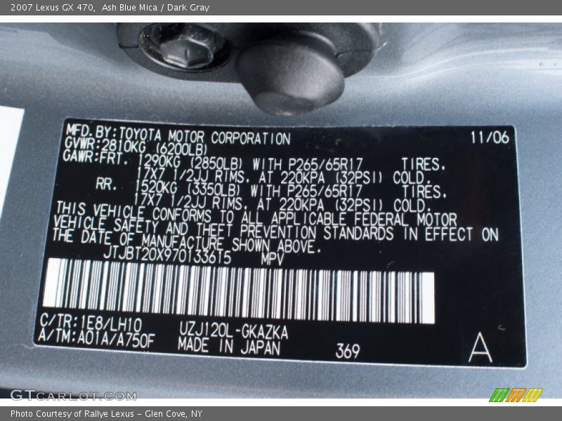 Ash Blue Mica / Dark Gray 2007 Lexus GX 470