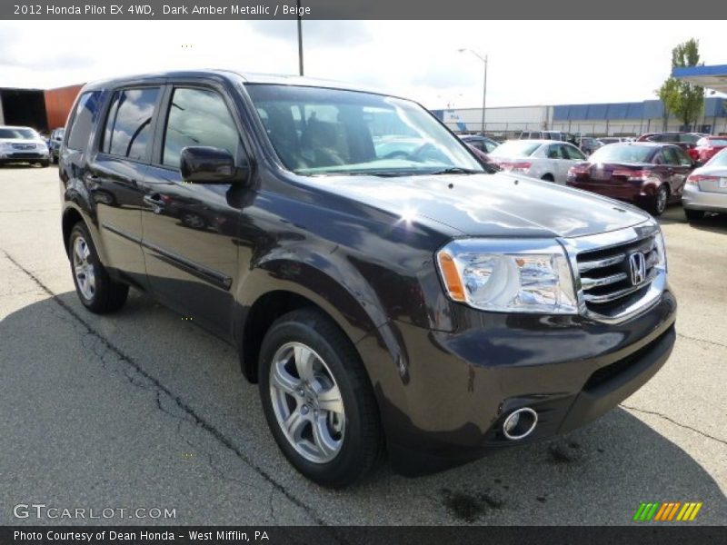 Dark Amber Metallic / Beige 2012 Honda Pilot EX 4WD