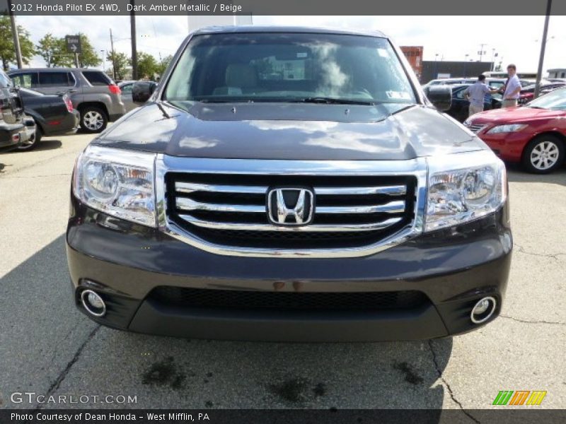 Dark Amber Metallic / Beige 2012 Honda Pilot EX 4WD