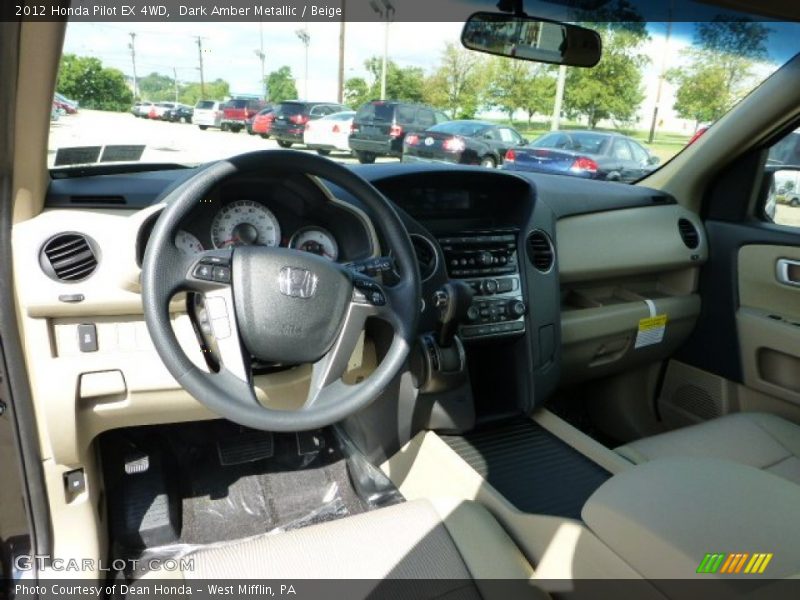 Dark Amber Metallic / Beige 2012 Honda Pilot EX 4WD