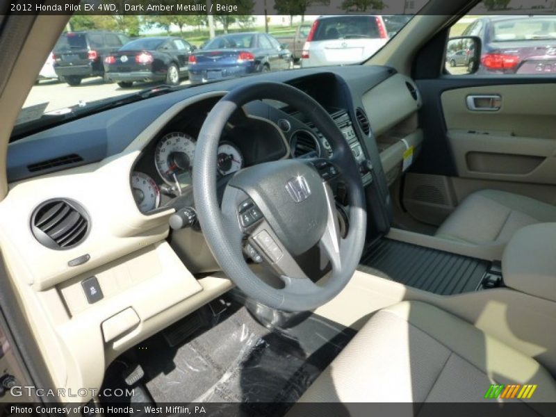 Dark Amber Metallic / Beige 2012 Honda Pilot EX 4WD