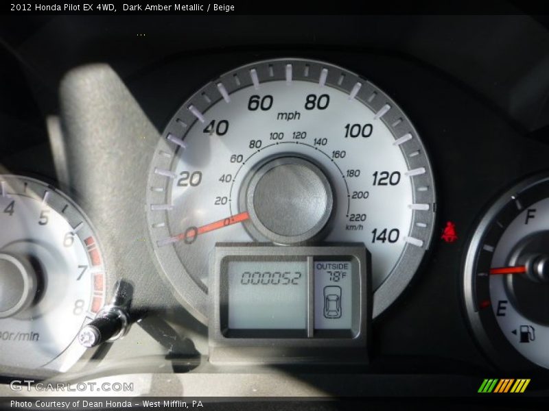 Dark Amber Metallic / Beige 2012 Honda Pilot EX 4WD