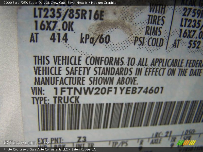 Silver Metallic / Medium Graphite 2000 Ford F250 Super Duty XL Crew Cab