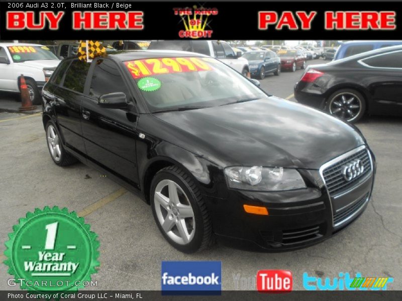 Brilliant Black / Beige 2006 Audi A3 2.0T