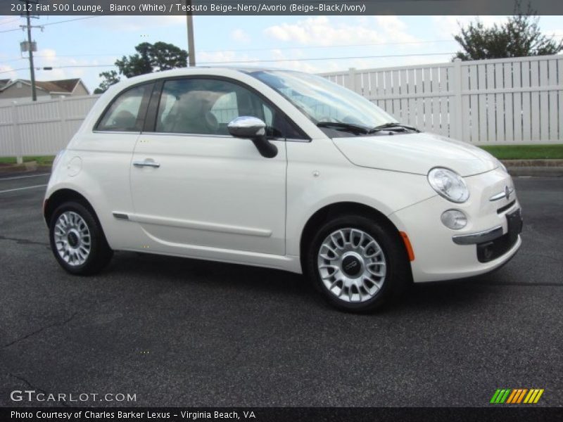 Bianco (White) / Tessuto Beige-Nero/Avorio (Beige-Black/Ivory) 2012 Fiat 500 Lounge