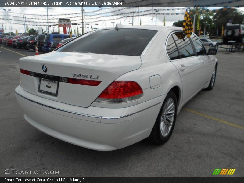 Alpine White / Dark Beige/Beige III 2004 BMW 7 Series 745Li Sedan