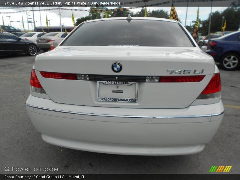 Alpine White / Dark Beige/Beige III 2004 BMW 7 Series 745Li Sedan