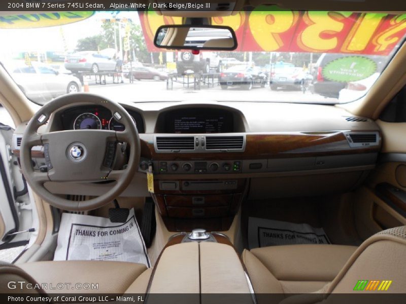 Alpine White / Dark Beige/Beige III 2004 BMW 7 Series 745Li Sedan