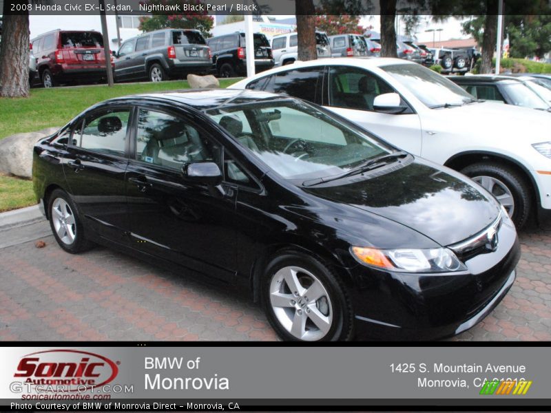 Nighthawk Black Pearl / Black 2008 Honda Civic EX-L Sedan