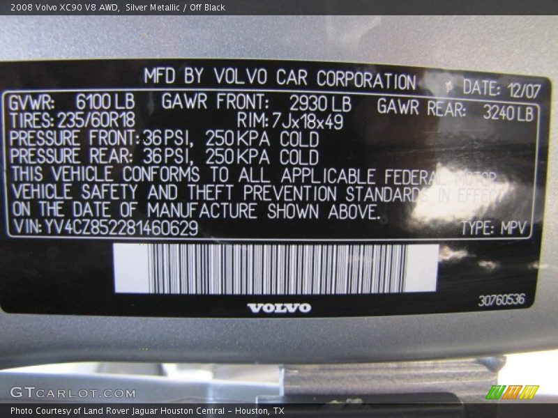 Silver Metallic / Off Black 2008 Volvo XC90 V8 AWD