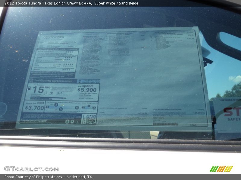 Super White / Sand Beige 2012 Toyota Tundra Texas Edition CrewMax 4x4