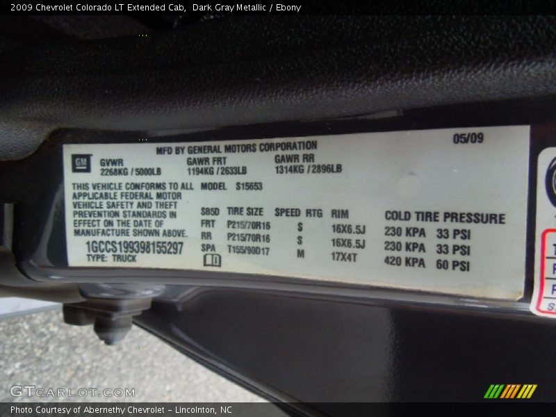 Dark Gray Metallic / Ebony 2009 Chevrolet Colorado LT Extended Cab