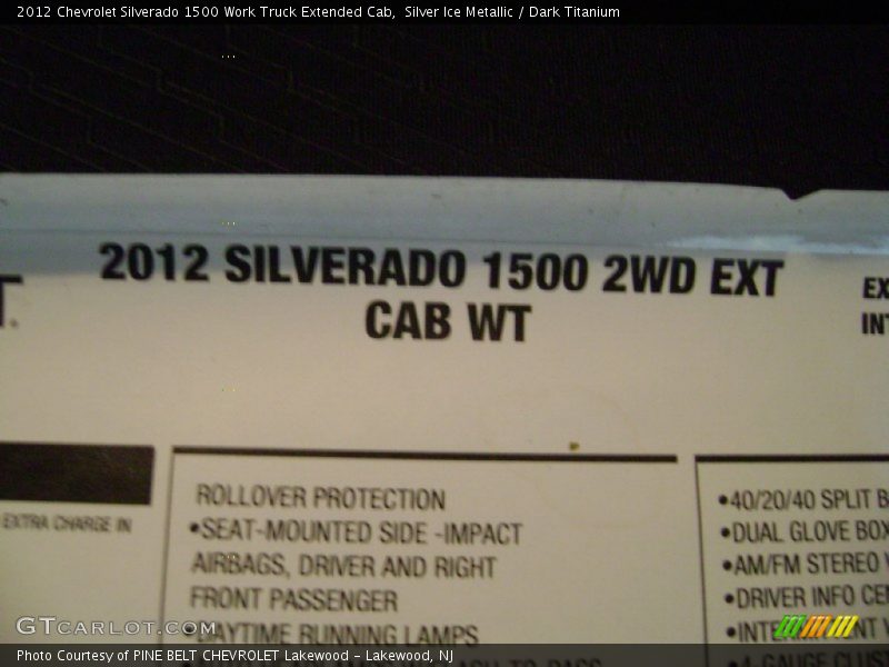 Silver Ice Metallic / Dark Titanium 2012 Chevrolet Silverado 1500 Work Truck Extended Cab