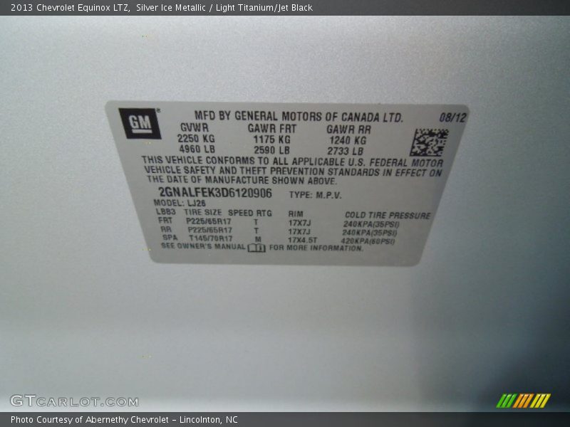 Silver Ice Metallic / Light Titanium/Jet Black 2013 Chevrolet Equinox LTZ