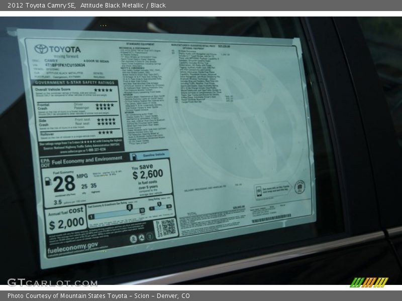 Attitude Black Metallic / Black 2012 Toyota Camry SE