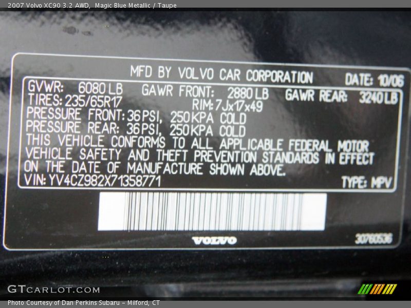 Magic Blue Metallic / Taupe 2007 Volvo XC90 3.2 AWD