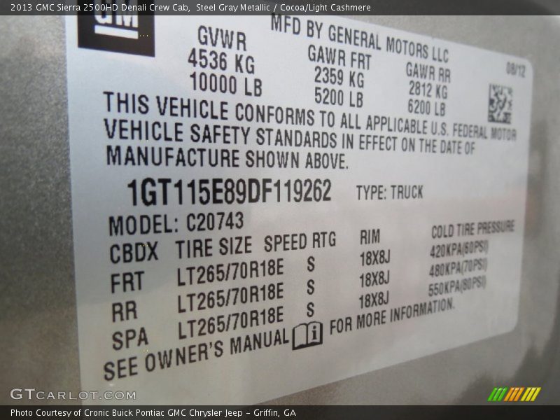 Steel Gray Metallic / Cocoa/Light Cashmere 2013 GMC Sierra 2500HD Denali Crew Cab