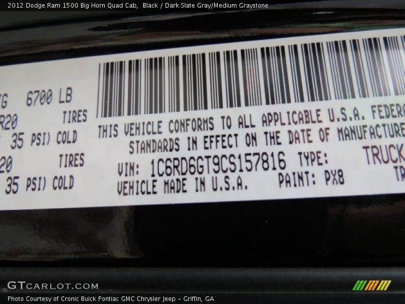 Black / Dark Slate Gray/Medium Graystone 2012 Dodge Ram 1500 Big Horn Quad Cab