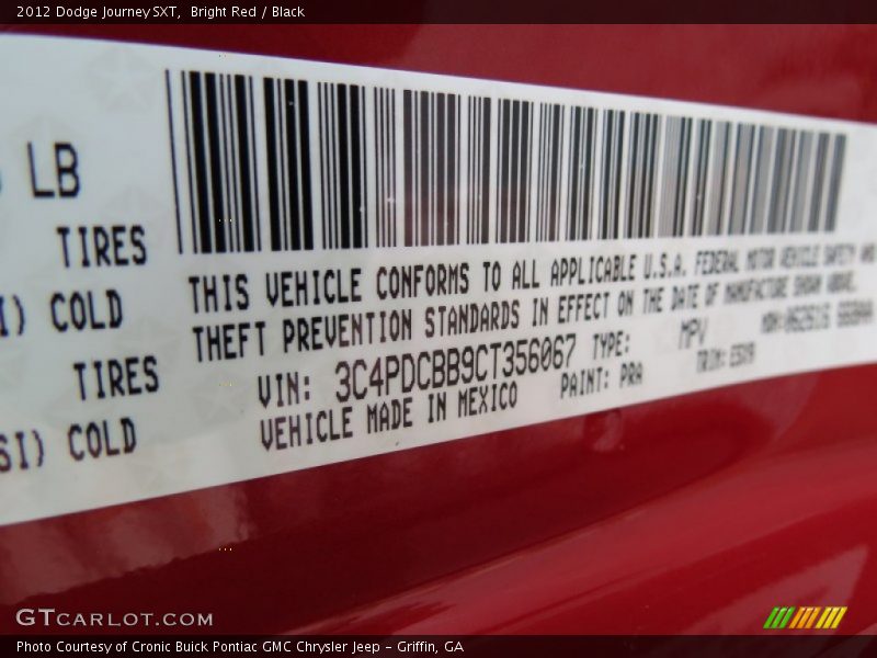 Bright Red / Black 2012 Dodge Journey SXT