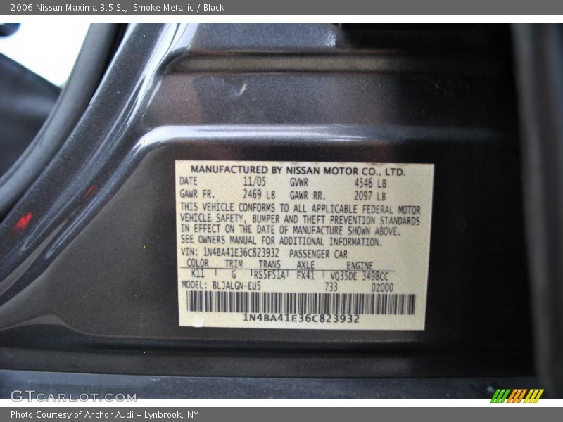 Smoke Metallic / Black 2006 Nissan Maxima 3.5 SL