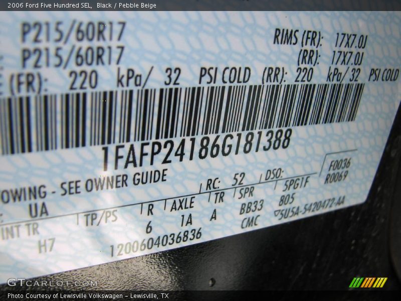 Black / Pebble Beige 2006 Ford Five Hundred SEL