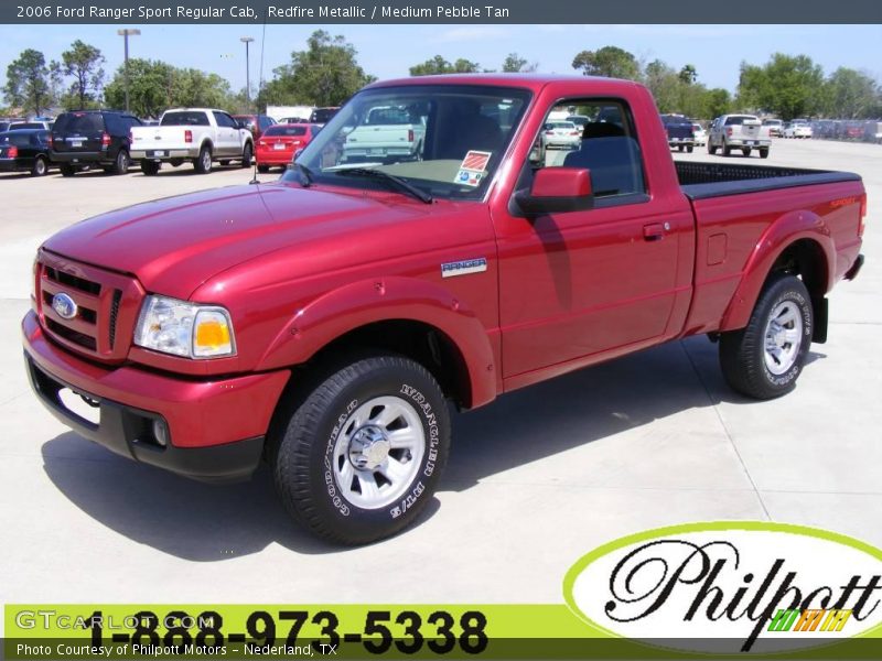 Redfire Metallic / Medium Pebble Tan 2006 Ford Ranger Sport Regular Cab