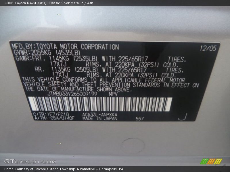 Classic Silver Metallic / Ash 2006 Toyota RAV4 4WD