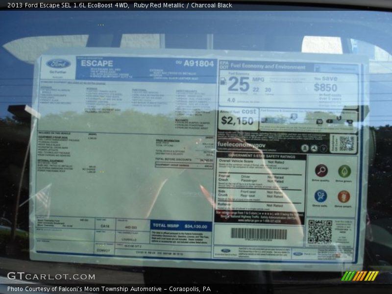 Ruby Red Metallic / Charcoal Black 2013 Ford Escape SEL 1.6L EcoBoost 4WD