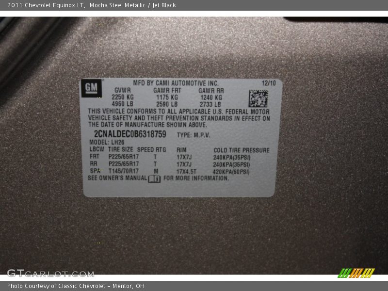 Mocha Steel Metallic / Jet Black 2011 Chevrolet Equinox LT