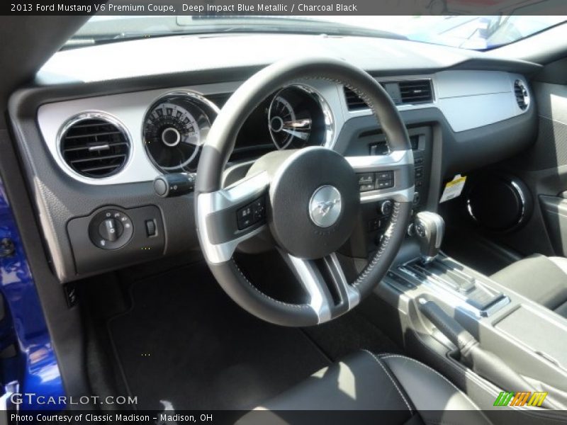Deep Impact Blue Metallic / Charcoal Black 2013 Ford Mustang V6 Premium Coupe
