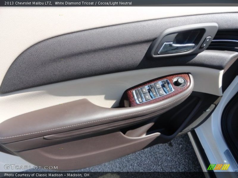 White Diamond Tricoat / Cocoa/Light Neutral 2013 Chevrolet Malibu LTZ