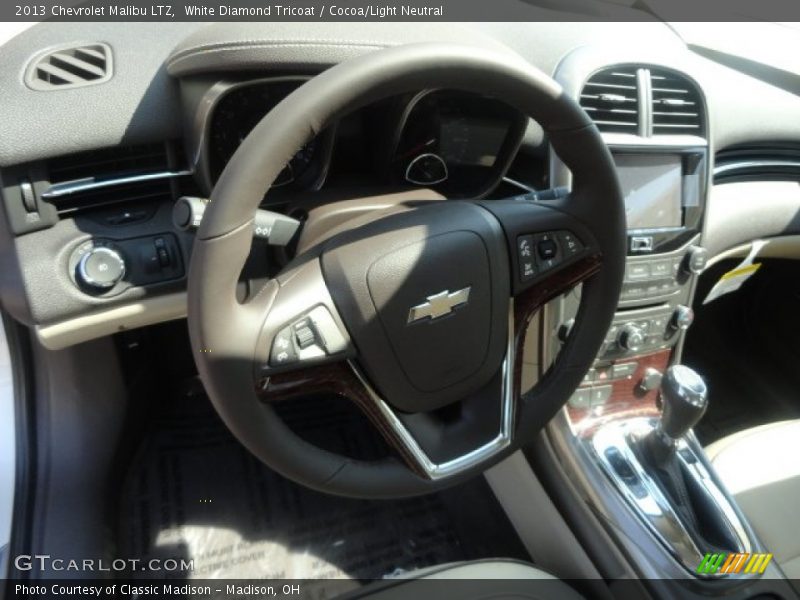 White Diamond Tricoat / Cocoa/Light Neutral 2013 Chevrolet Malibu LTZ
