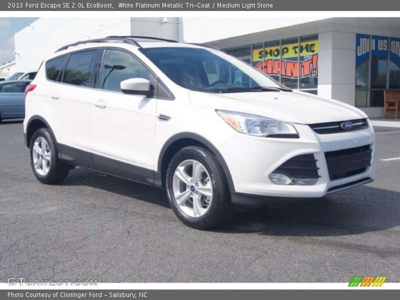 White Platinum Metallic Tri-Coat / Medium Light Stone 2013 Ford Escape SE 2.0L EcoBoost