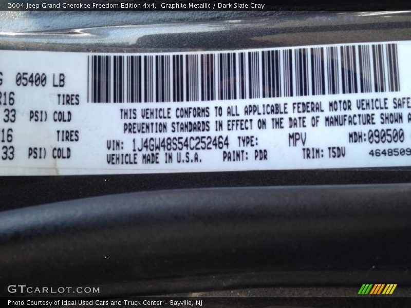 Graphite Metallic / Dark Slate Gray 2004 Jeep Grand Cherokee Freedom Edition 4x4