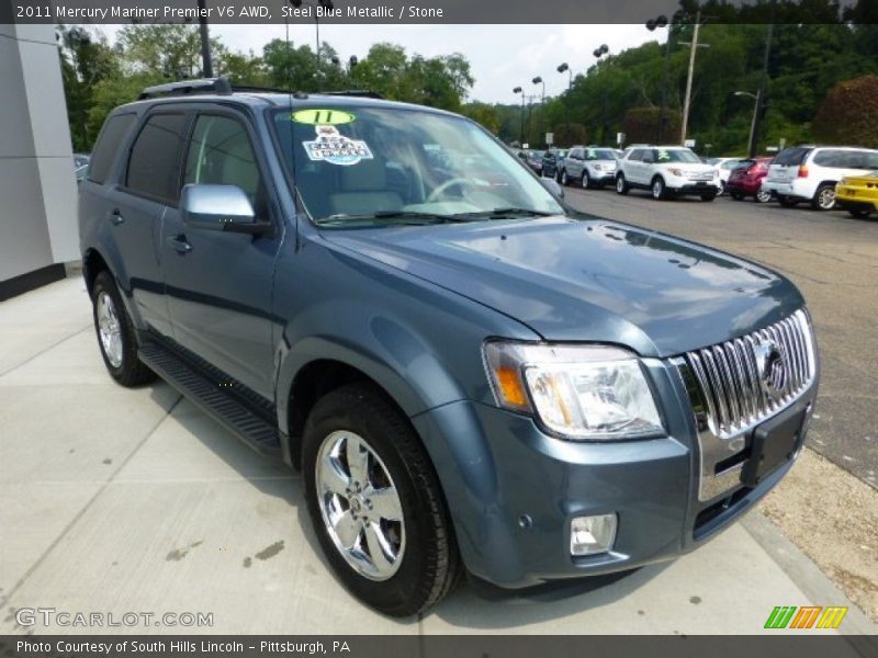 Steel Blue Metallic / Stone 2011 Mercury Mariner Premier V6 AWD