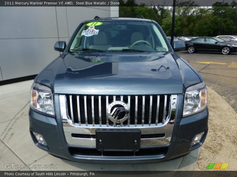 Steel Blue Metallic / Stone 2011 Mercury Mariner Premier V6 AWD