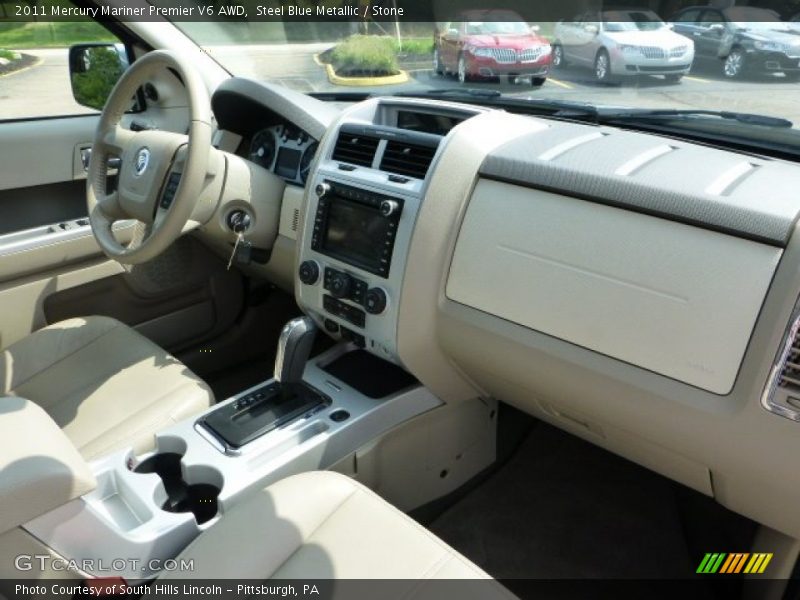 Steel Blue Metallic / Stone 2011 Mercury Mariner Premier V6 AWD