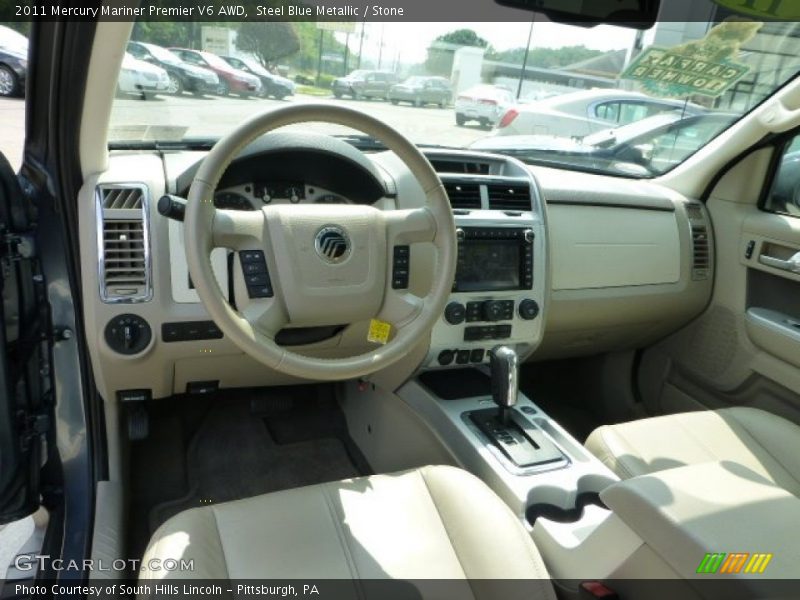 Steel Blue Metallic / Stone 2011 Mercury Mariner Premier V6 AWD