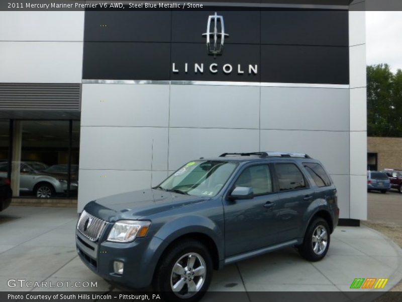 Steel Blue Metallic / Stone 2011 Mercury Mariner Premier V6 AWD