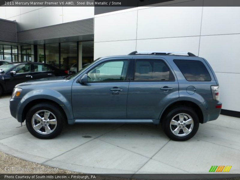 Steel Blue Metallic / Stone 2011 Mercury Mariner Premier V6 AWD