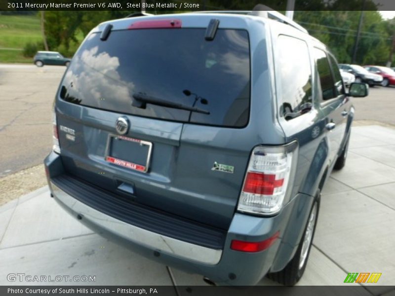 Steel Blue Metallic / Stone 2011 Mercury Mariner Premier V6 AWD