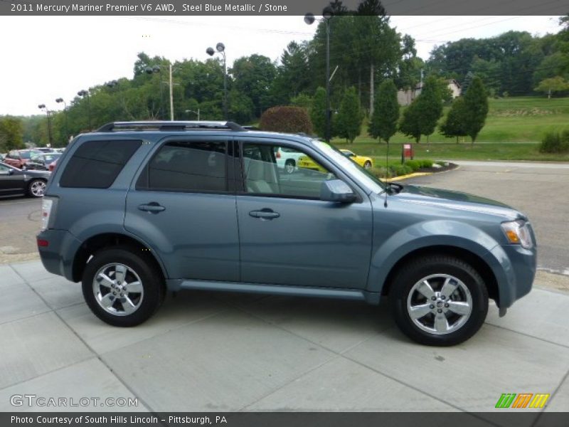 Steel Blue Metallic / Stone 2011 Mercury Mariner Premier V6 AWD