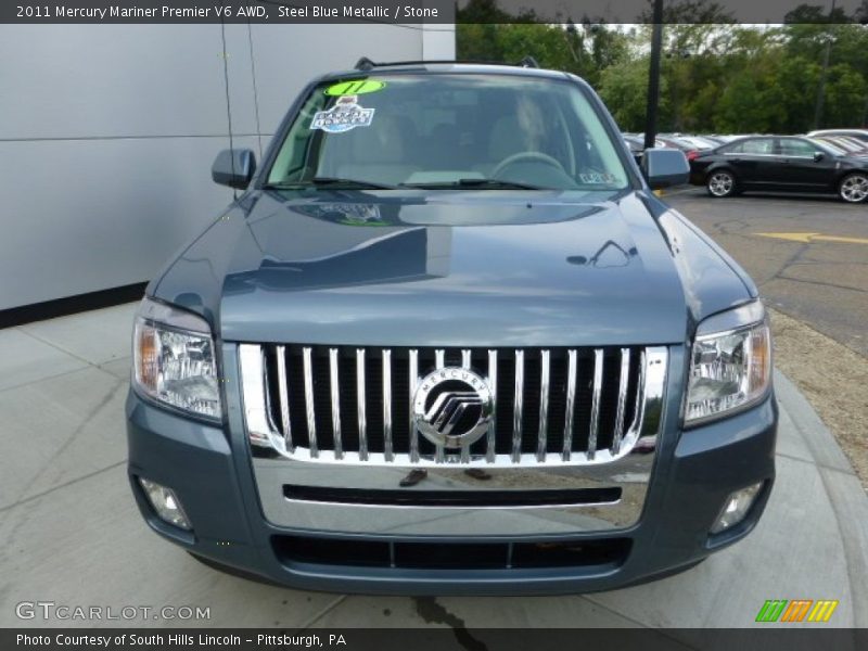 Steel Blue Metallic / Stone 2011 Mercury Mariner Premier V6 AWD