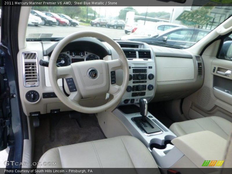 Steel Blue Metallic / Stone 2011 Mercury Mariner Premier V6 AWD