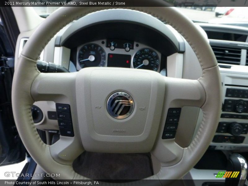 Steel Blue Metallic / Stone 2011 Mercury Mariner Premier V6 AWD