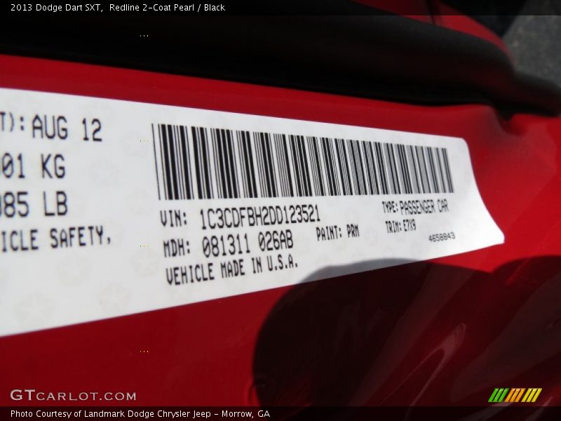 Redline 2-Coat Pearl / Black 2013 Dodge Dart SXT