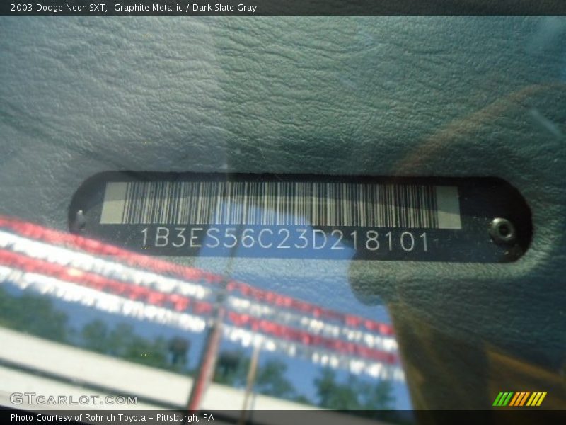 Graphite Metallic / Dark Slate Gray 2003 Dodge Neon SXT