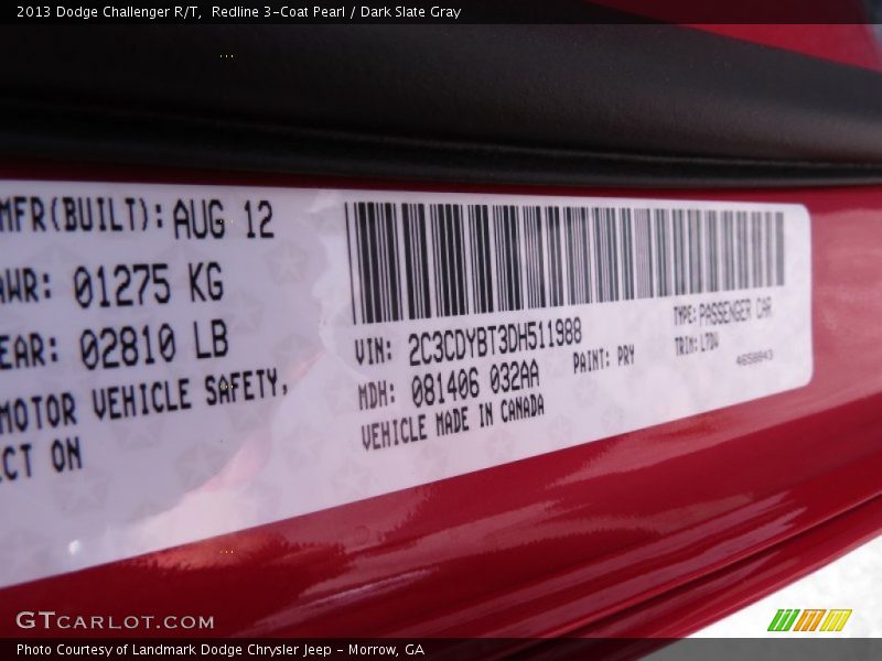 Redline 3-Coat Pearl / Dark Slate Gray 2013 Dodge Challenger R/T