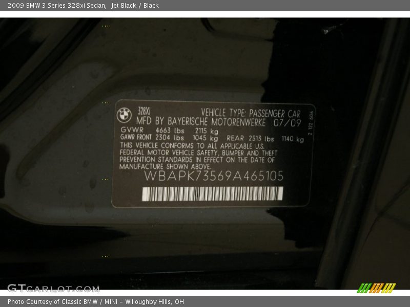 Jet Black / Black 2009 BMW 3 Series 328xi Sedan