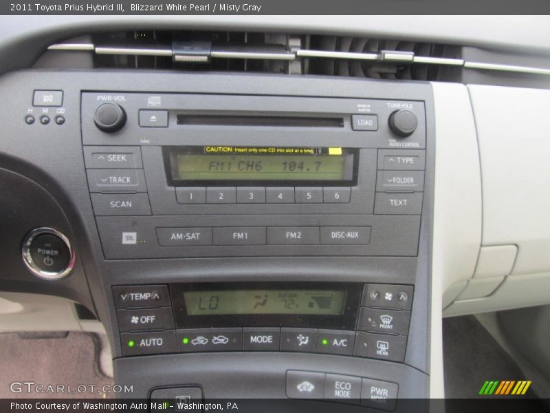Blizzard White Pearl / Misty Gray 2011 Toyota Prius Hybrid III